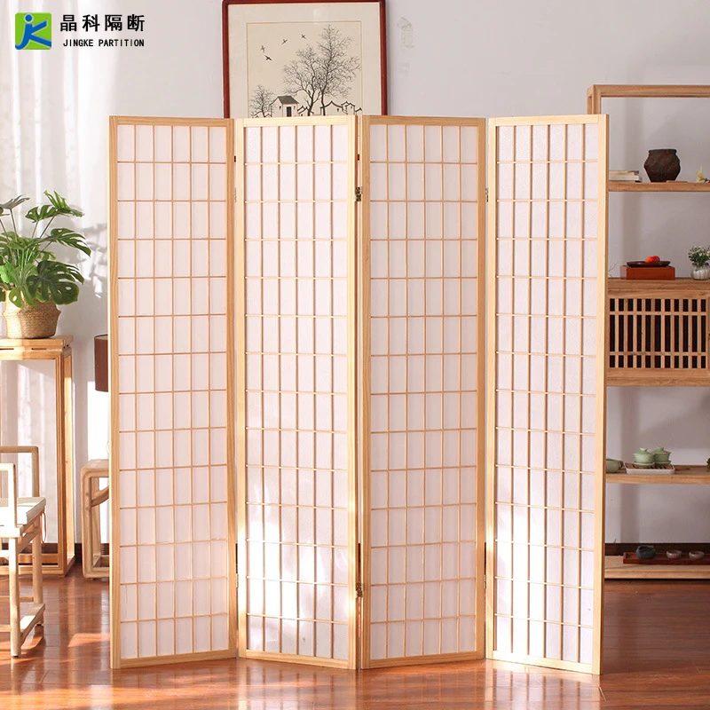 Shoji 4 Panel Screen Room Dividers Partition Japanese Style Black/wooden/brown Indoor Divider Wooden Partitions