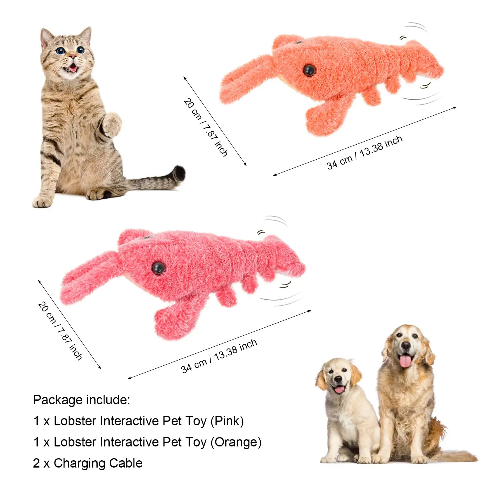Amazon Hot Sale Rechargeable Floppy Disk Rocking Lobster Plush Toy for Cats and Dogs