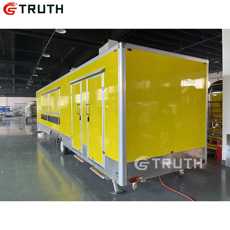Standard Multifunction Big Capacity Food Trailers Mobile Food Truck With Full Kitchen Equipments Equipped with a mobile toilet