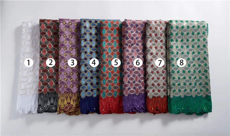 New Arrival african nigeria fabric beads embroidery cotton swiss voile lace fabric
