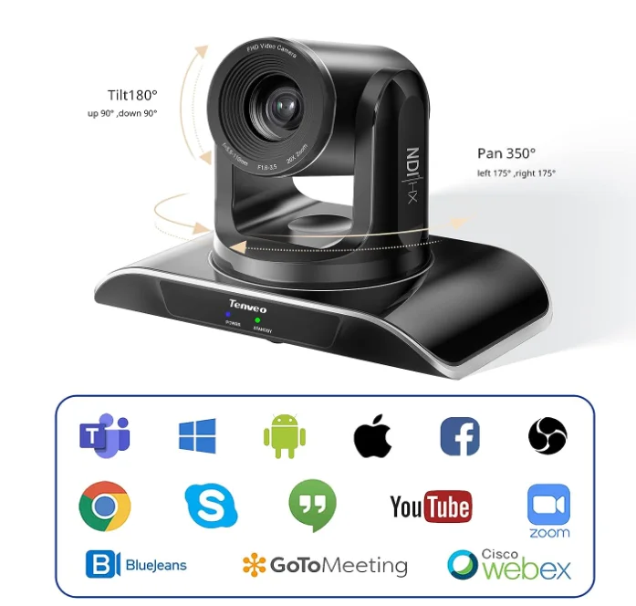 Tenveo NDI FHD 1080P 60FPS HDM1/RJ45/USB PTZ камера для конференц-зала 20X оптический зум IP-камера потоковой передачи