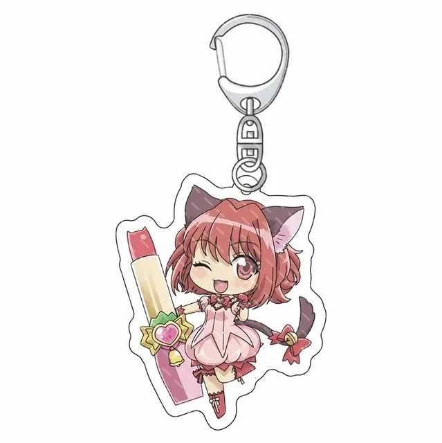 Anime Tokyo Mew Mew Acrylic Keychain Cartoon Figure Momomiya Ichigo Aizawa Minto Fuon Purin Retasu Pendant Keyring Jewelry Gifts