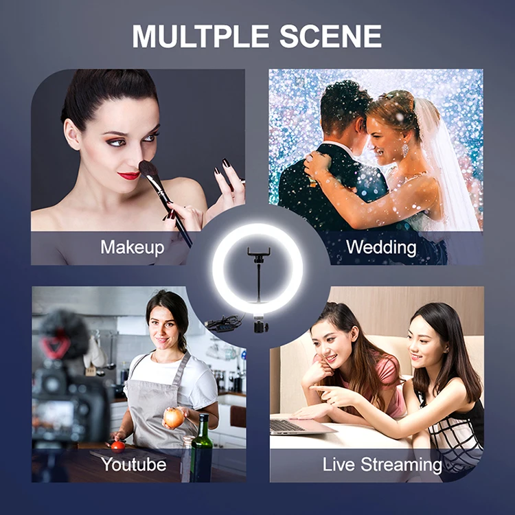 
Phone ring light 10inch tik tok video live broadcasting led selfie ring light with tripod stand phone holder 