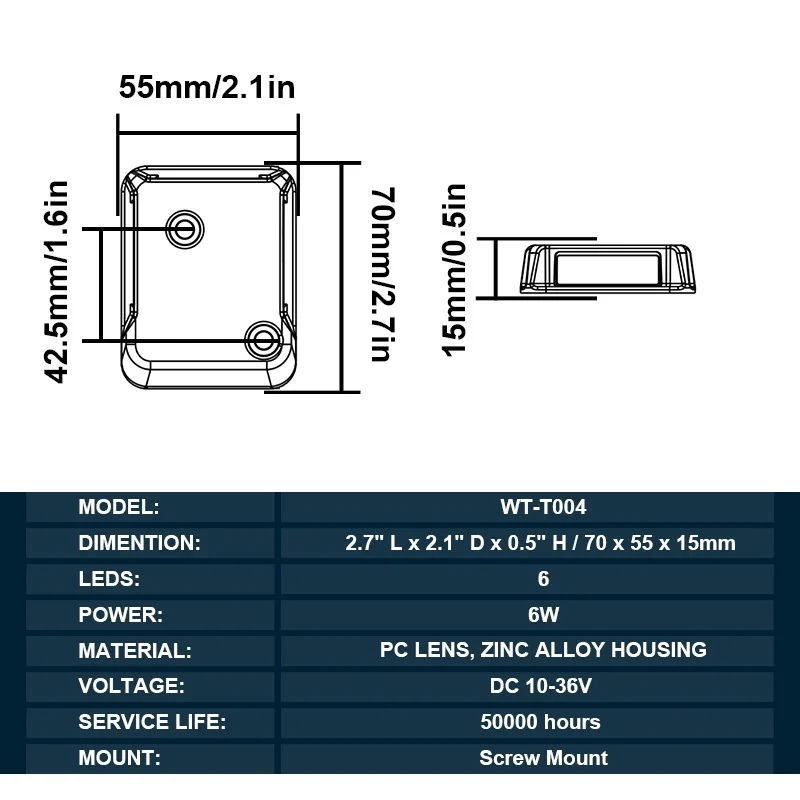 Waterproof Rectangle Tail Lift Platform Flashing Amber Warning Light Strobe Light for Van Lorry Truck LED Tail Lift Light