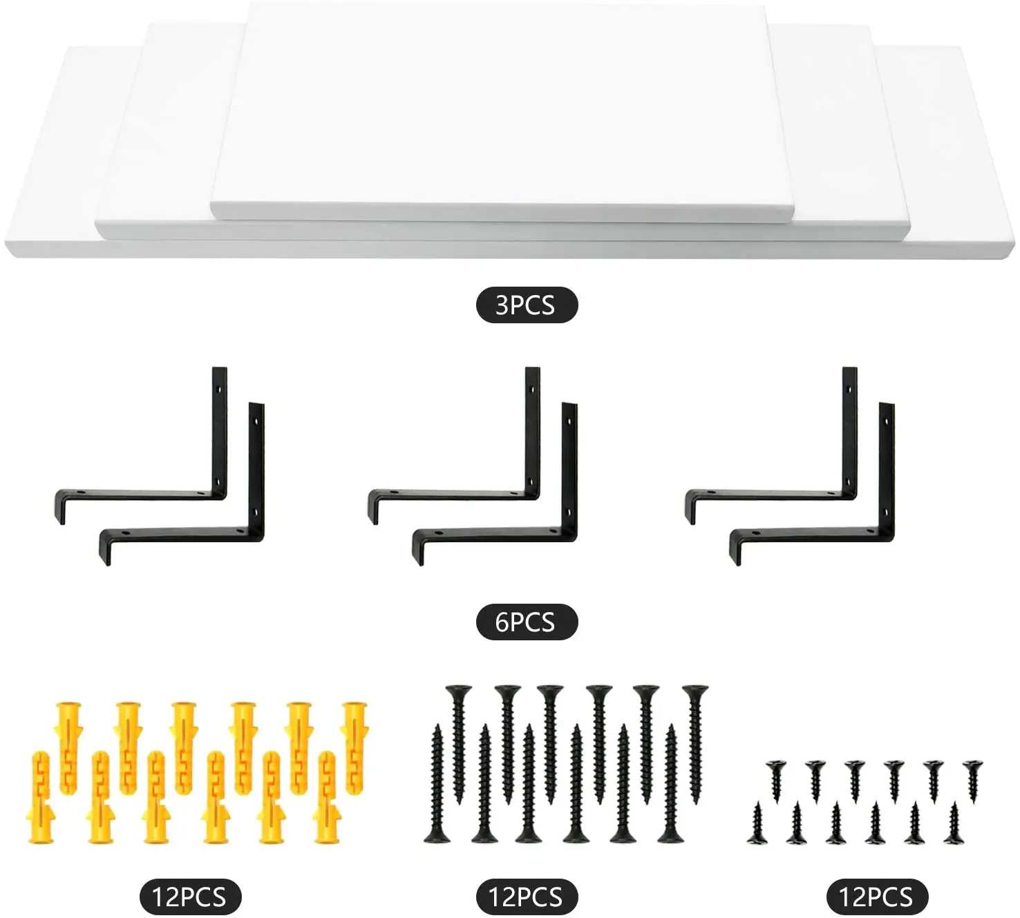 
Floating Shelves White Set of 3, White Storage Shelves for Wall, Ledge Shelf Display Shelf Pefect as Bookshelves 