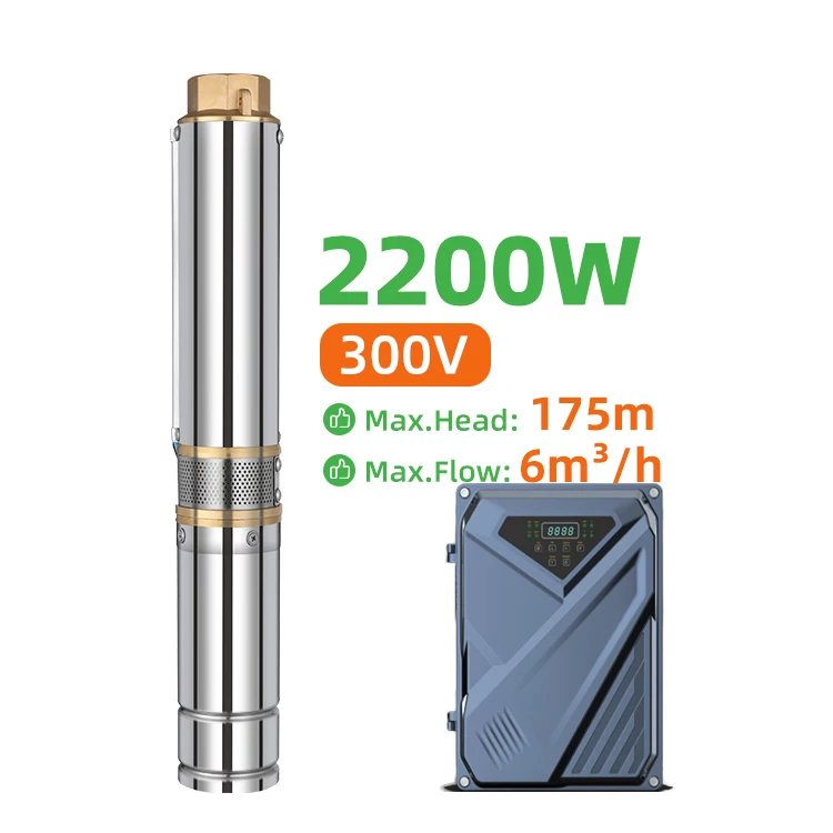 
4 Inch AC DC 300 Volt 2.2KW Submersible Centrifugal Domestic Water Pump With CE 