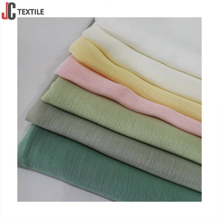 Multi-Colors Wholesale Breathable Crinkle Crepe Chiffon Fabric Manufacturer For Dress Garment Blouse