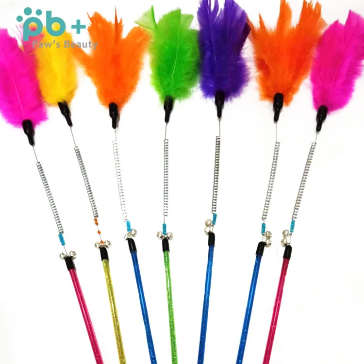 
natural eco friendly feather teaser durable pet dog toys 