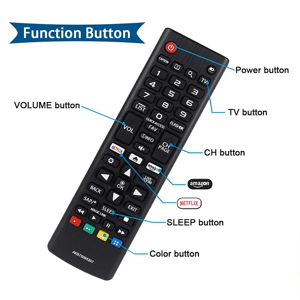 Smart Television for LG AKB75095307 32.8ft Soft Button LED LCD TV ABS Replacement Remote Control