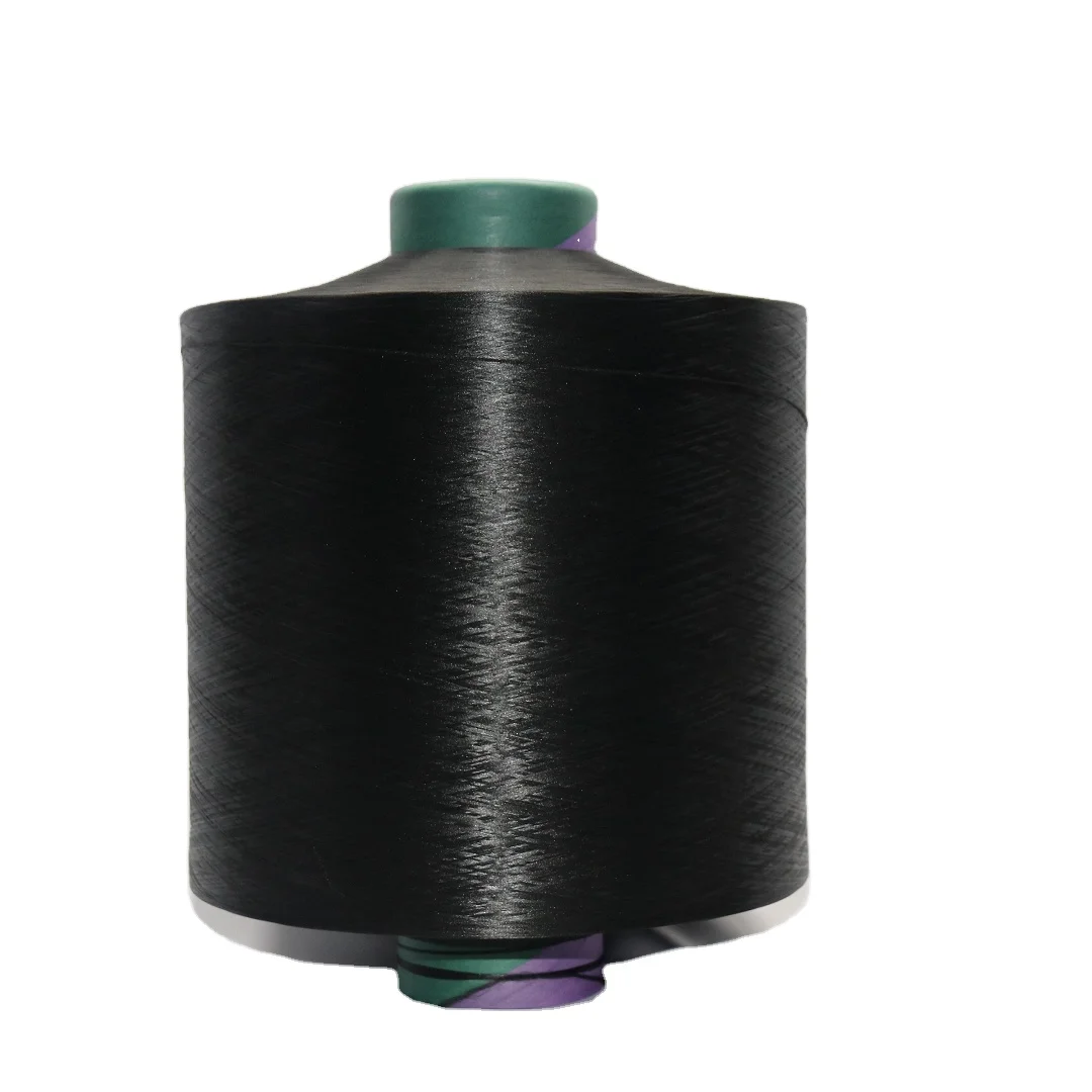 Dope dyed Black 100% Polyester  Yarn DTY for weaving knitting sewing