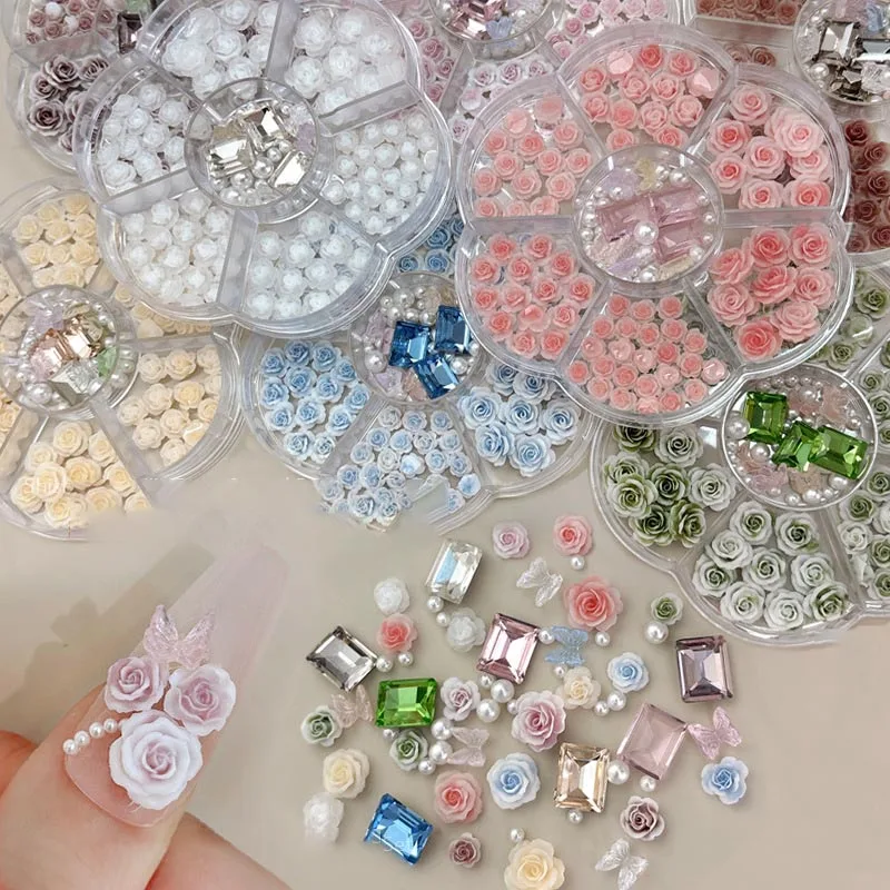 3D Camellias Rose Flower Nail Art Charms for Nail Art Supplies DIY Nail Decorations