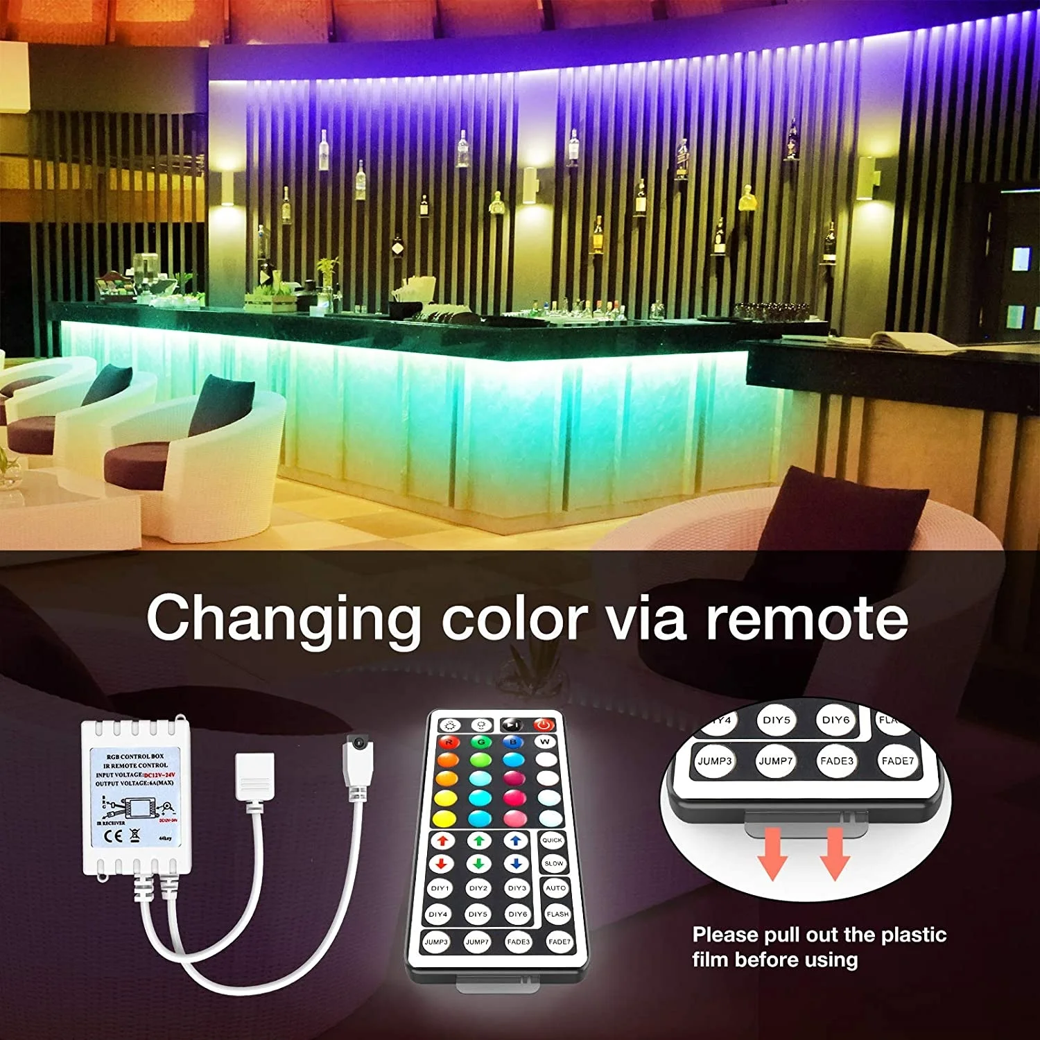 50ft 12V RGB SMD5050 15M 44 Keys Interior Home Decoration Remote Control Color Changing Big Led Strip Lights