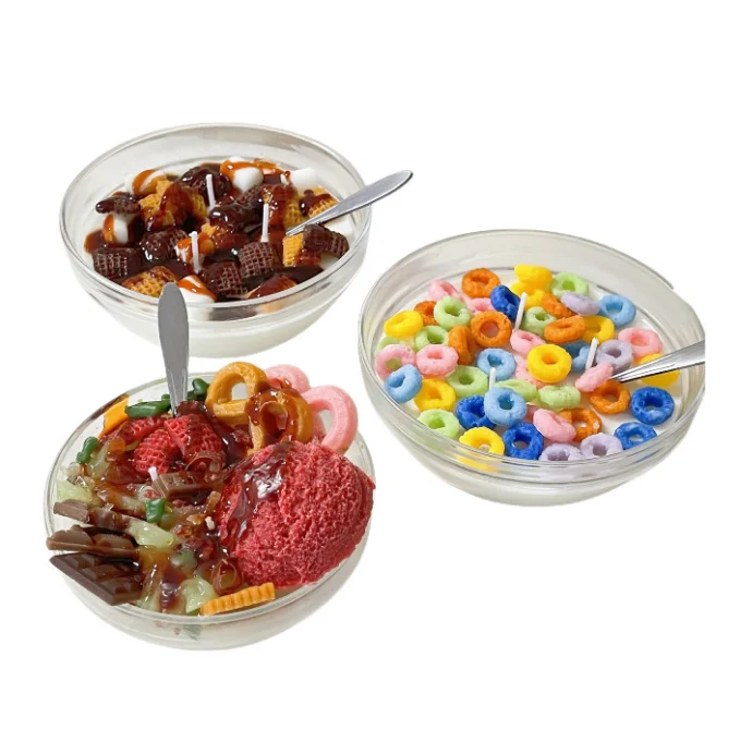 Wholesale handmade American breakfast oatmeal ice cream creative gift ornaments Holiday soy wax scented candles can be customize