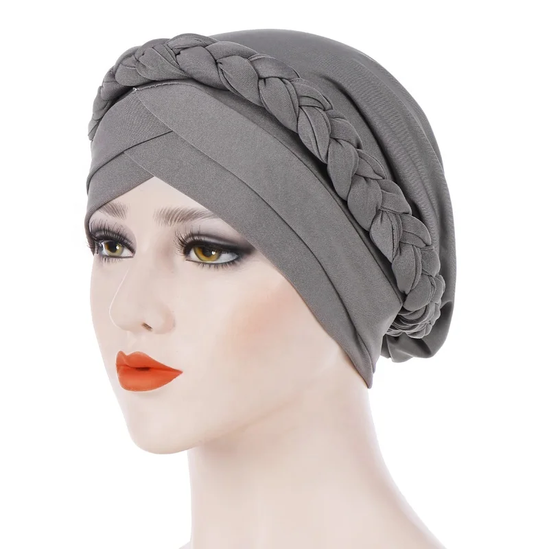wholesale custom fashion ladies turban hijab Muslim turbans Cap women Twisted Braid African Chemo Cancer Head Hat