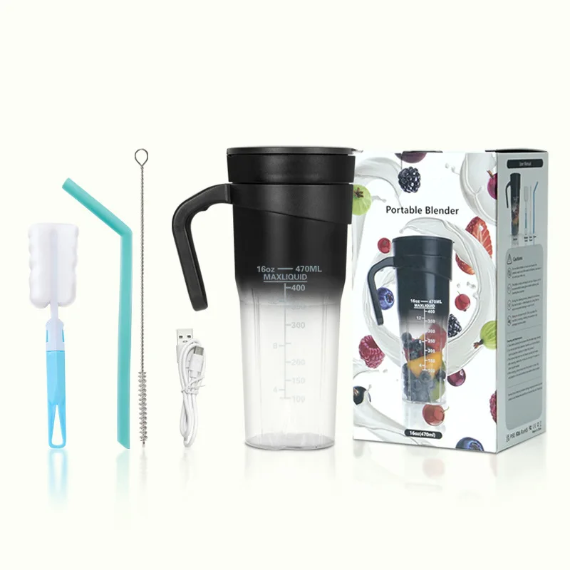 Mini Portable USB Blender Wireless Juicer Portable Protein Shaker Electric 470ML Six-knife Electric Juicer Smoothie Blender Cup