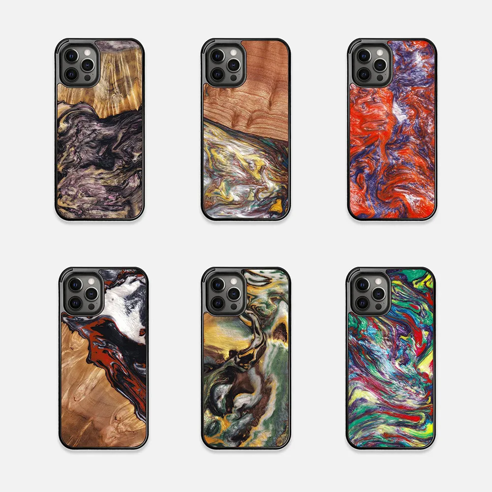 2021 New Popular Shockproof Thin Soft TPU Wood Resin Phone Case For iphone 12 Pro Max
