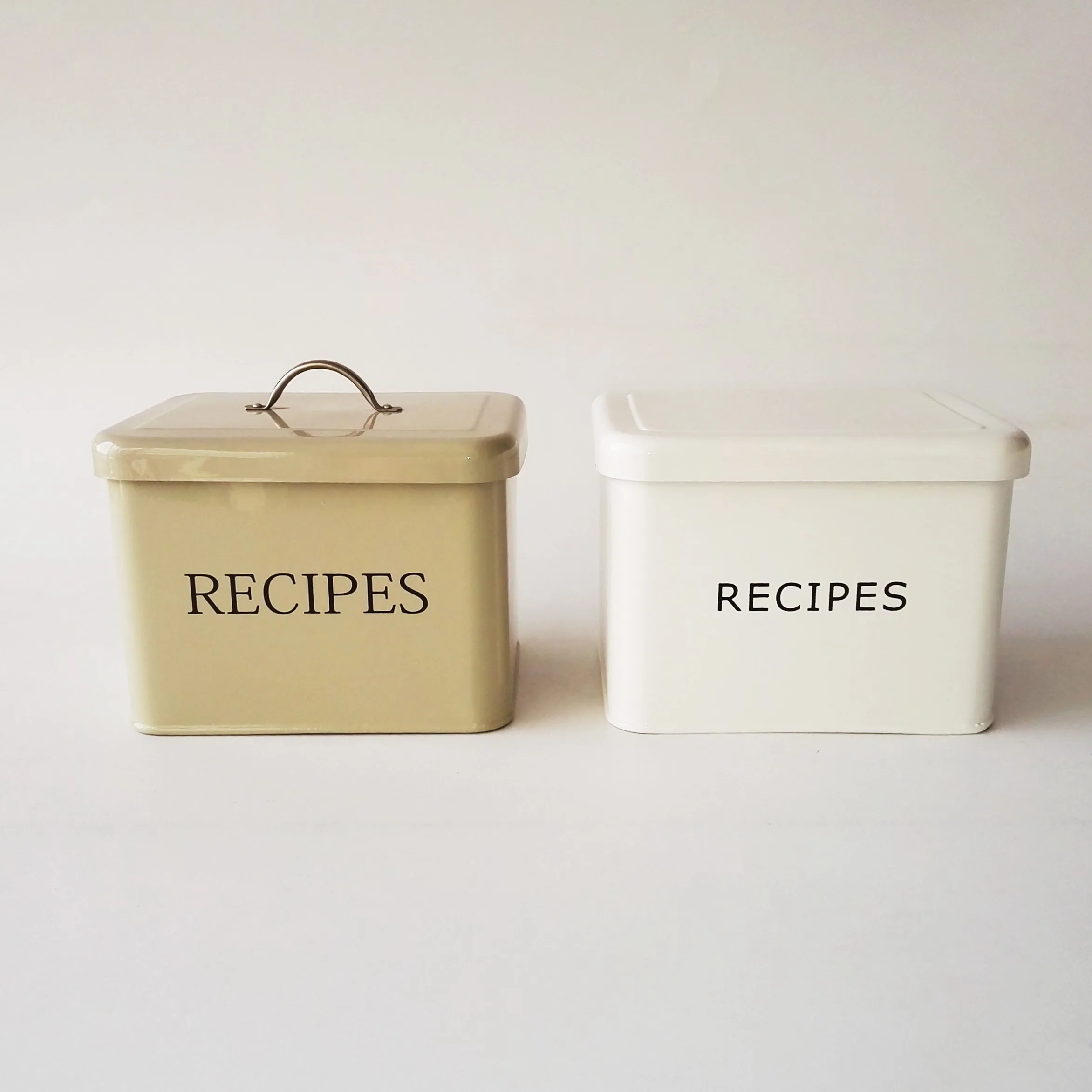 Metal Recipe card Organiser File Tin Box with cards and dividers