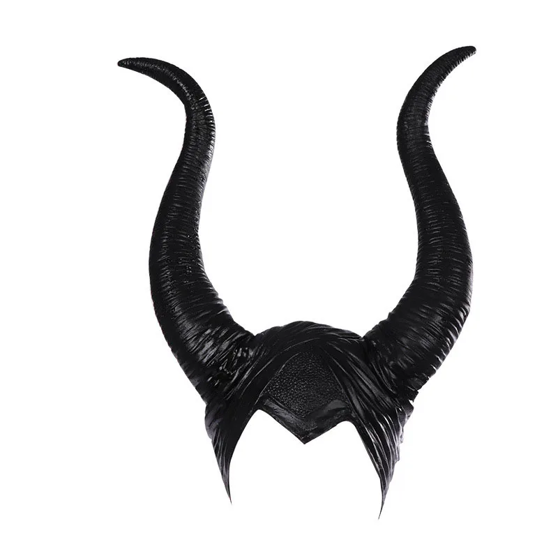 Halloween Costume Women Queen Horns Hat Headband Cosplay Black Evil Headpiece Ornament Horned helmet horn Mask