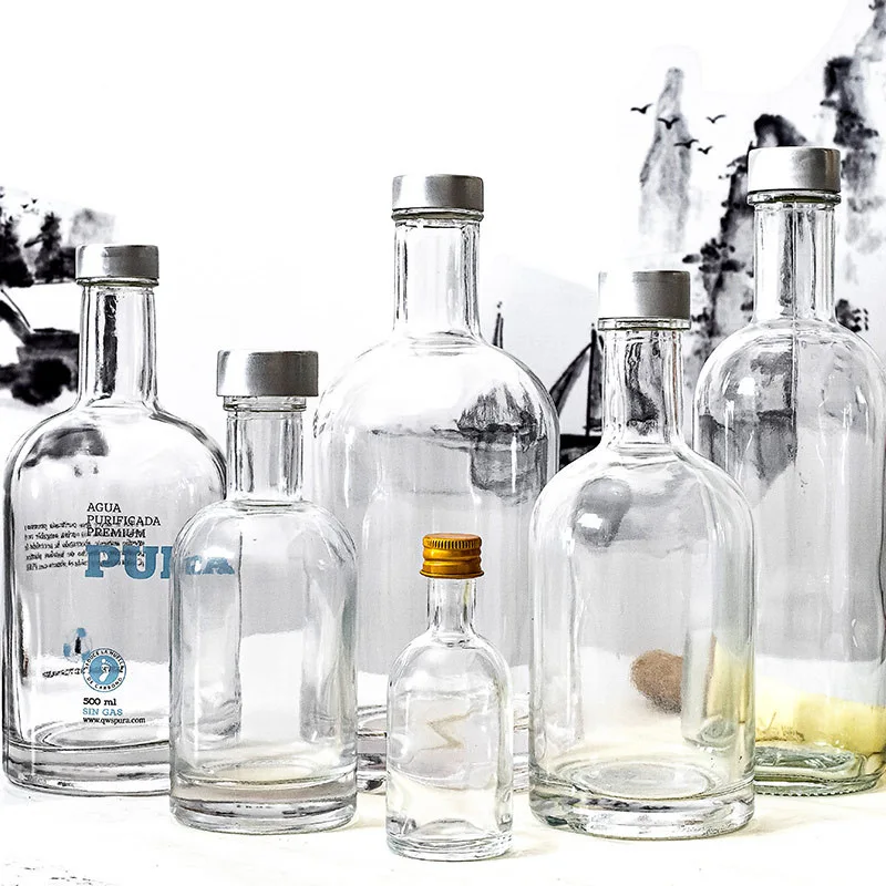 50ml 100ml 200ml 375ml 500ml 750 ml vodka whisky brandy glass bottle