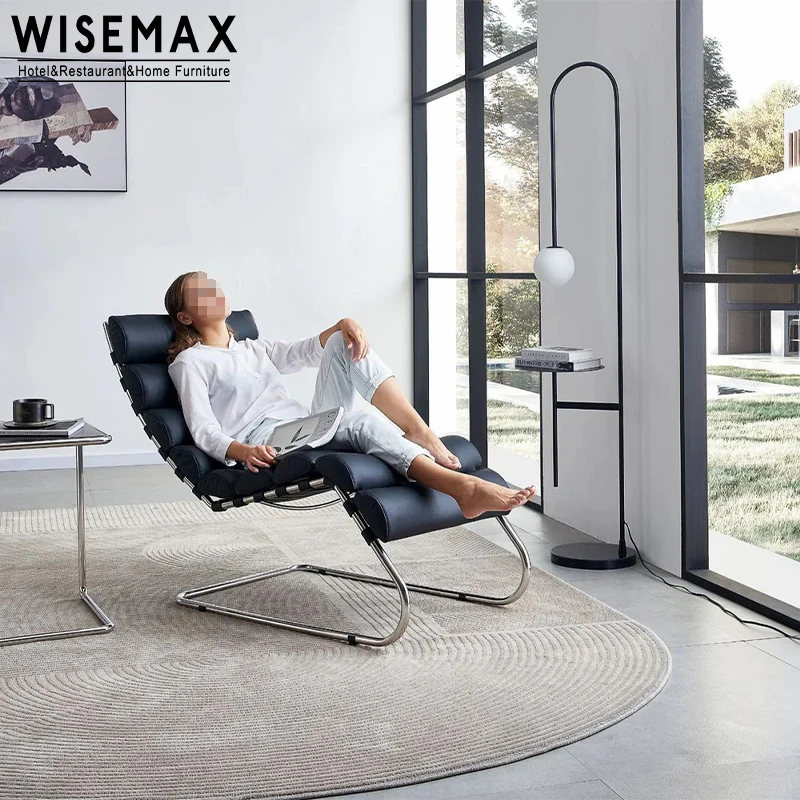 WISEMAX FURNITURE Modern Italian living room comfortable indoor leather chaise lounge chairs for home hotel villa