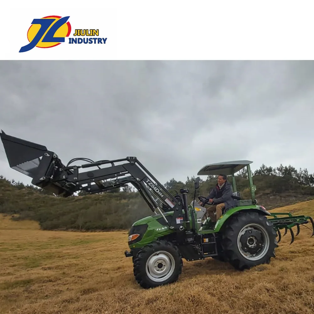JIULIN 55hp 4WD фермерский садовый недорогой колесный трактор с Rops фронтальный погрузчик сделано в