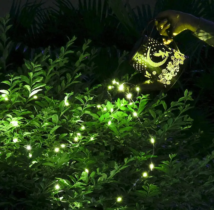 Metal Solar Watering Can Lights Garden Hanging Lanterns Warm White LED Waterproof Landscape Lighting