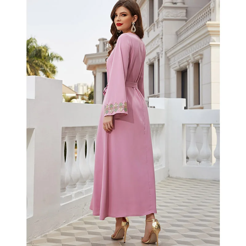 Ladies party dress Wholesale cotton gown Dubai Arabian Desi Ladies pink dress