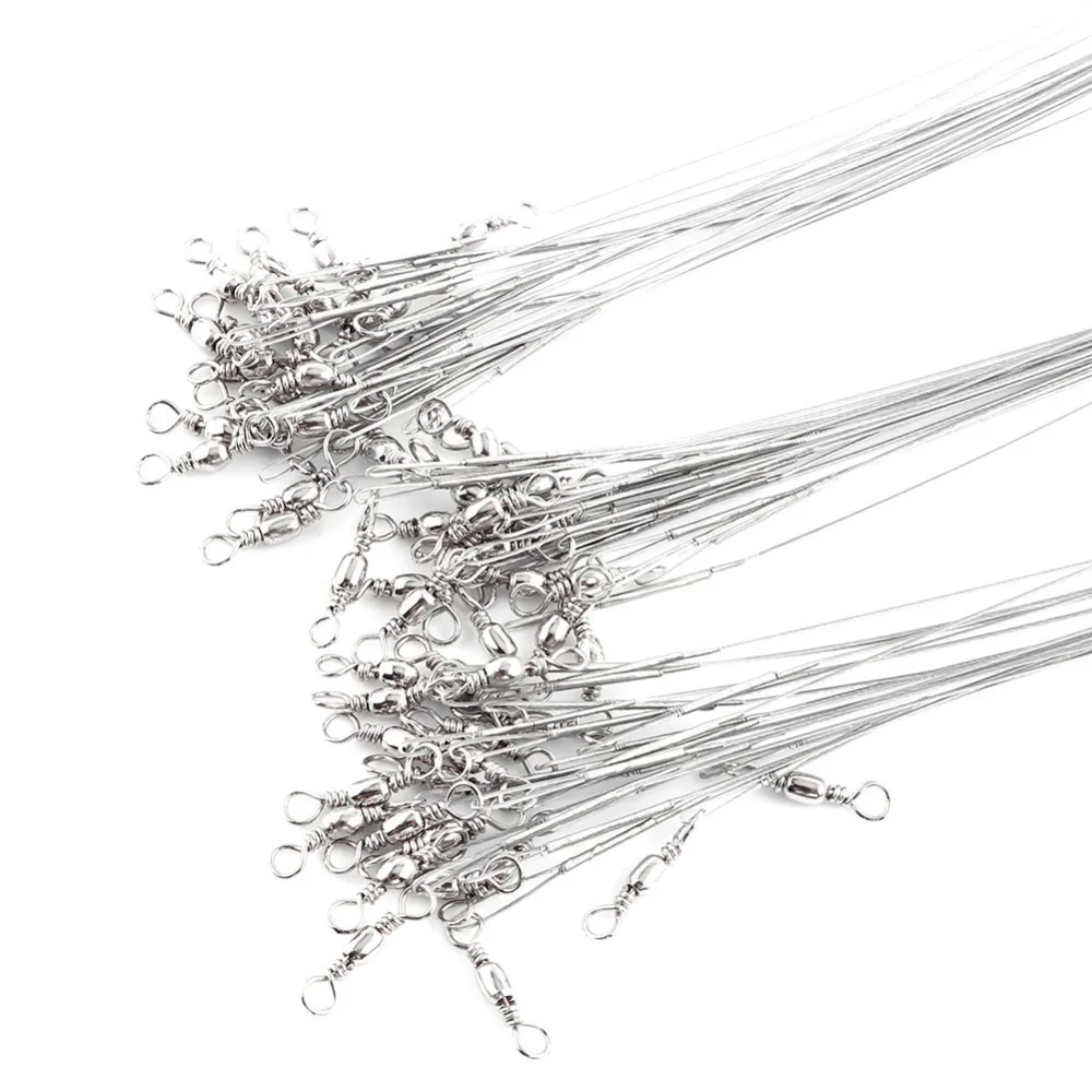 Anti Bite Steel Fishing Line Steel Wire Leader With Swivel Fishing Accessory Lead Core Leash Fishing Wire 15CM-30CM