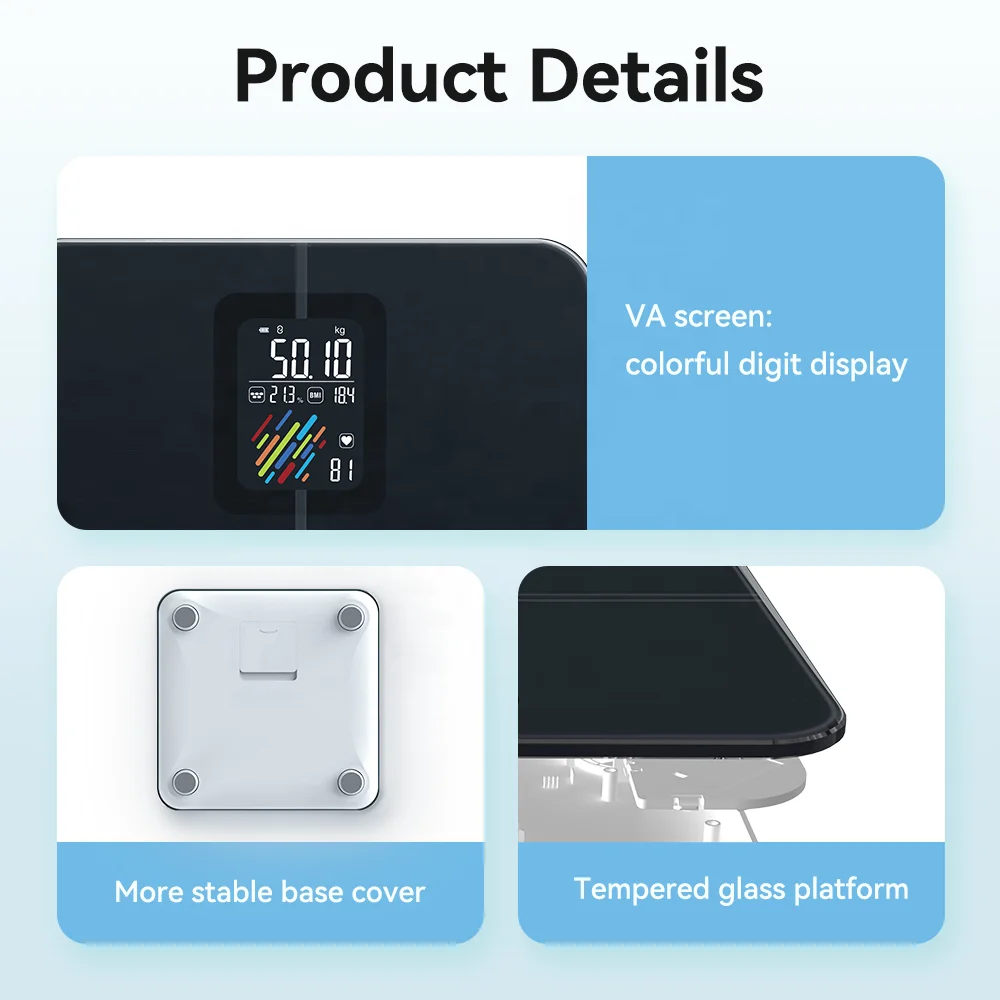 Welland Body Weight Fat Analyzer Scale Support 16 Body Composition Data With Free App