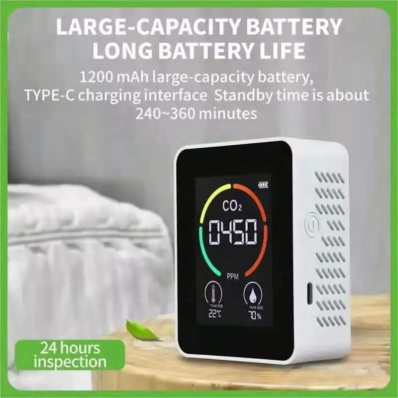 Carbon Dioxide NDIR CO2 Detector Gas Concentration Content Color Screen Intelligent Air Tester Air Quality mini Gas Analyzers