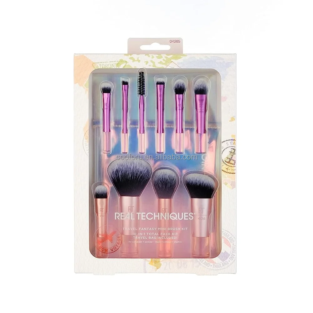 10 Pcs Pieces Diamond Vibrating Rhinestone Beadable Portable Small Mini travel Size Make Up Makeup Brush Set With Bag Case