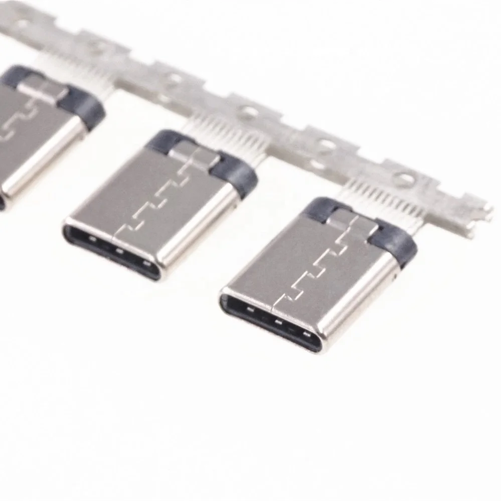 USB 3.1 Type-C Connector 24 Pin Male Receptacle Straddle Mount USB 3.1 Version USB - C Vertical Through Holes PCB Superspeed+