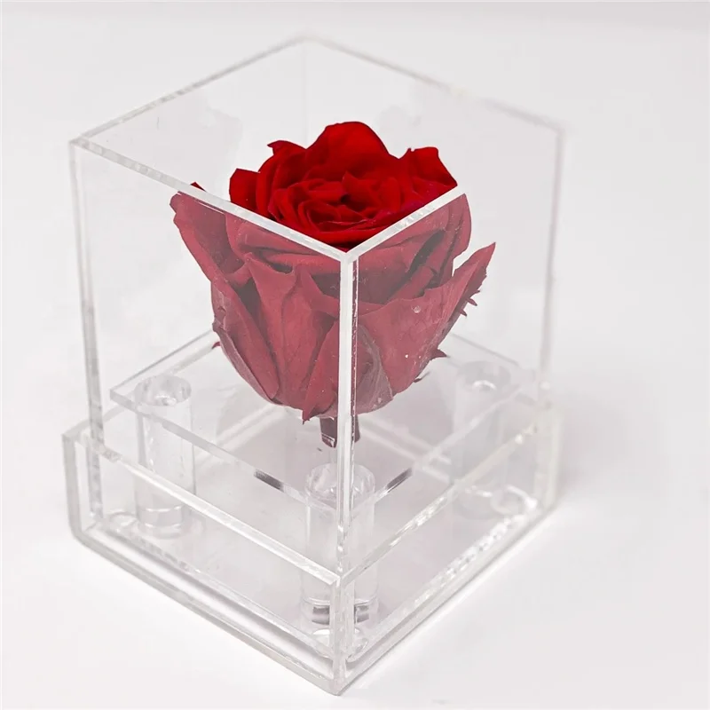 custom clear acrylic perspex flower rose box for single rose