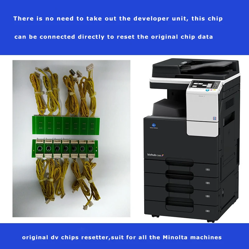 Чипы барабанного блока DR-215 CYMK сброс чипов совместимый с Konica Minolta Bizhub C226 C256 C266 C7222 C7226 чип сброса