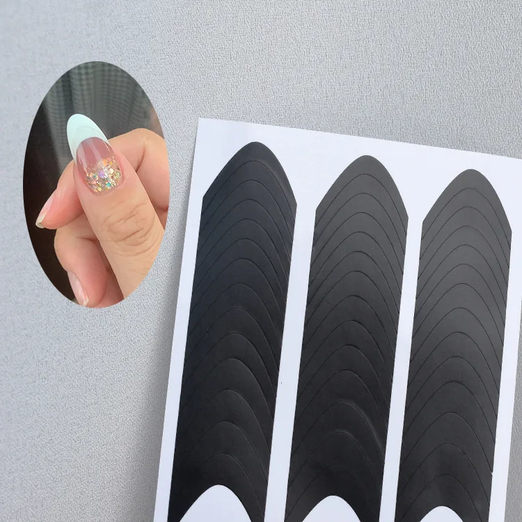 1 Sheet French Manicure Edge Auxiliary Nail Sticker 6 Designs Moon V Shape Self-Adhesive Nail Tip Guides For DIY Line