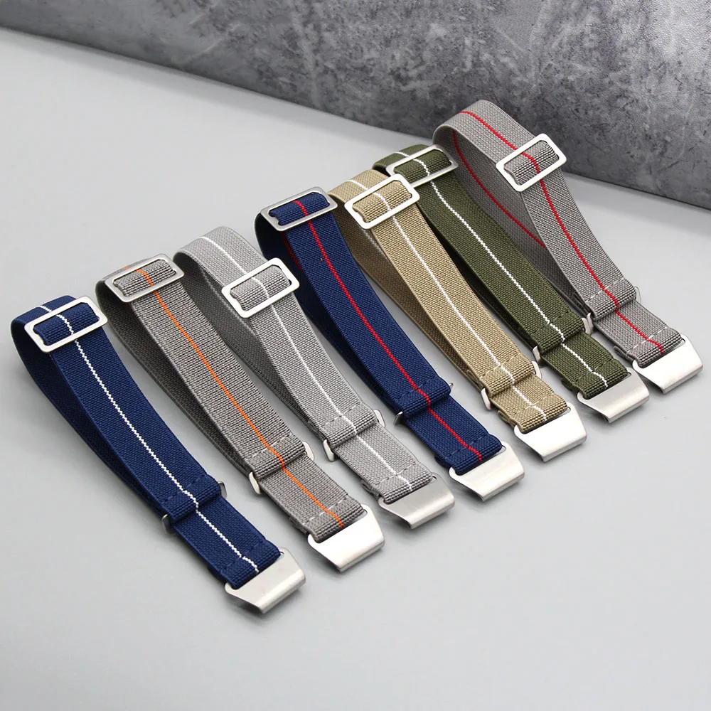 High Quality Marine French Force DNC Strap Watch Band 20mm 22mm Stretch Elastic Parachute Watch Strap
