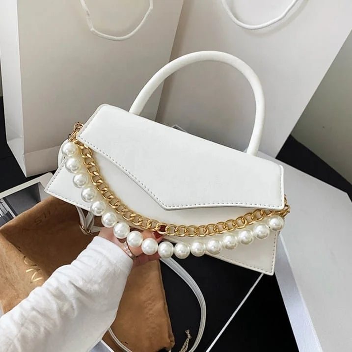 
Summer Beach Ladies Fashion Patry Pearl Chains Tote Single Side Shoulder Crossbody Handbag Women Hand Bags 