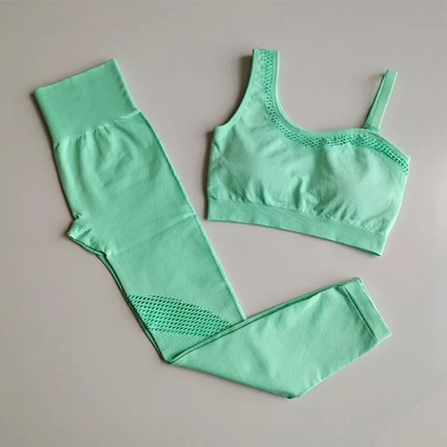 
Seamless Yoga Set 2PCS High Waist Butt Lift Leggings Workout Sportswear 