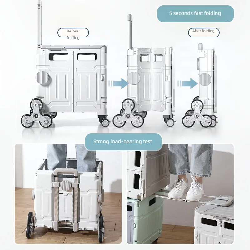 Hot Sale Shopping Cart Spinner Folding Luggage Telescopic Handle Shopping Trolley With Wheel Foldable Camp Cart
