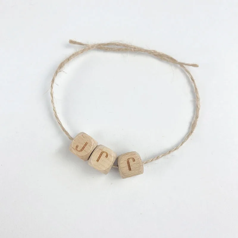 Natural Beech Wood Decor Beadswooden Beads For  Jewelry Making Baby Name Letter