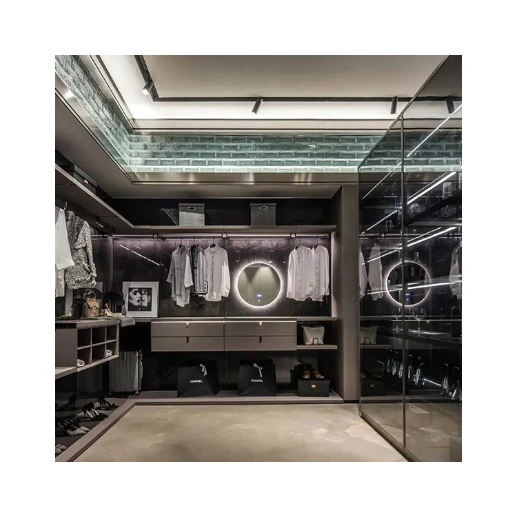 Bedroom clothes cabinet hanging organizer slim aluminium profile for wardrobe glass door