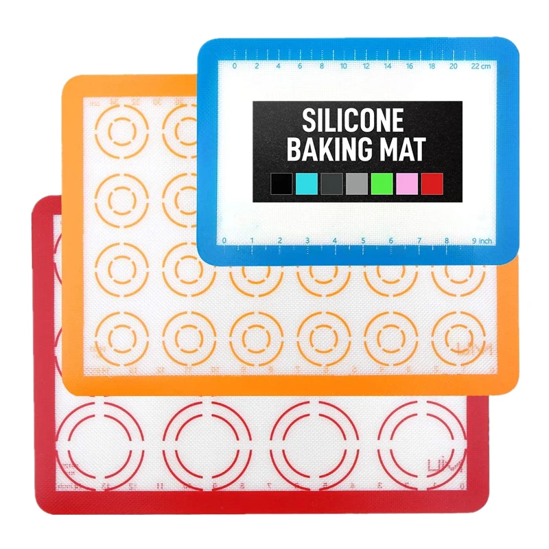 
Custom Non Stick Silicon Oven Mat with Measurement Fiberglass Kitchen Pastry Macaron Non Slip Silicone Baking Mat Manufacturer 