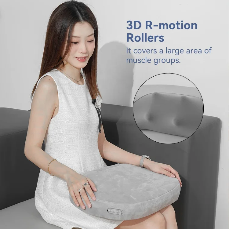 2024 china portable wireless hands free neck and shoulder electric heat shiatsu massage pillow for car and home