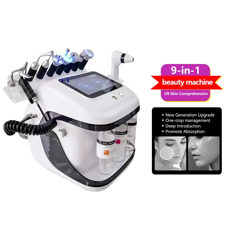 10 in 1 Black Pearl Skin Eye Microdermabrasion Oxygen Peeling Machine Aqua Peeling Skin Rejuvenation Oxygenated Facial Care