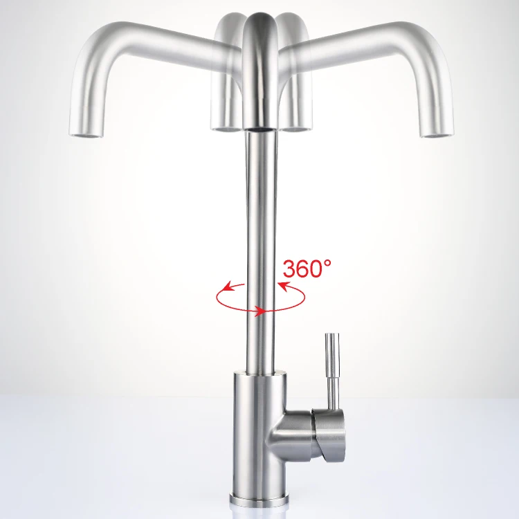 AMIGO Functional 304 Stainless Steel Goose neck Kitchen Faucet Water Mixer taps