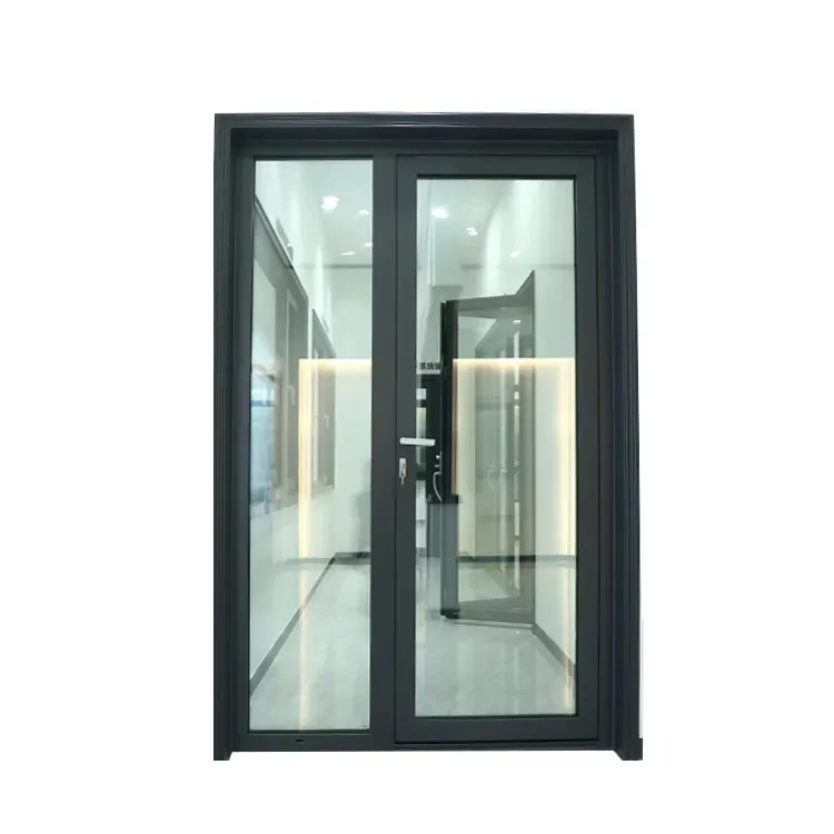 Clear Tempered Double Glass Kitchen Bathroom Aluminum Frame Glass Swing Door Interior Flush Glazed Door