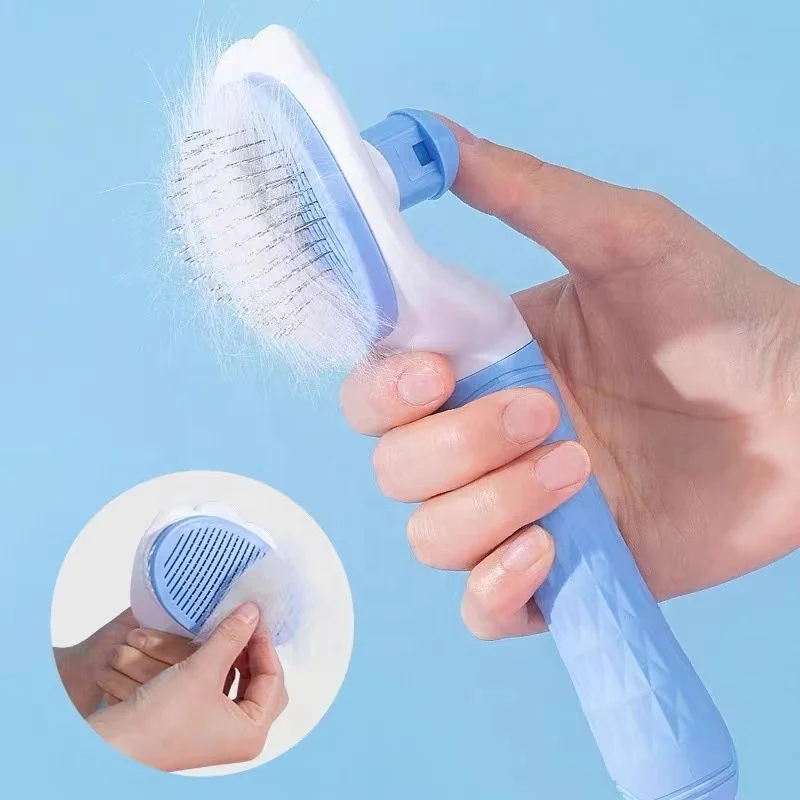 Pet Grooming Brush Self Cleaning Automatically Dog Cat Slicker Brush Remove Dog Hairs Pet Comb
