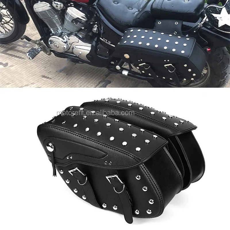 Hot Sale Motorcycle Bag PU Leather Black Saddlebag Side Bags Motorbike Saddle Leather Bag For Harley Sportster 1200XL 883