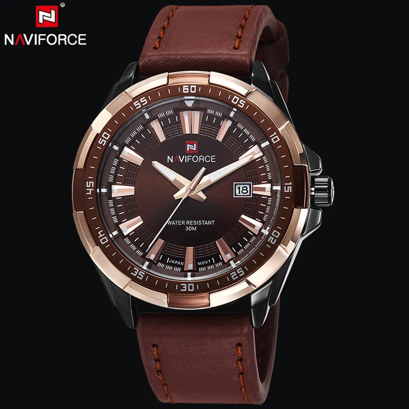 Naviforce Роскошные водонепроницаемые аналоговые кварцевые мужские часы relojes 9056