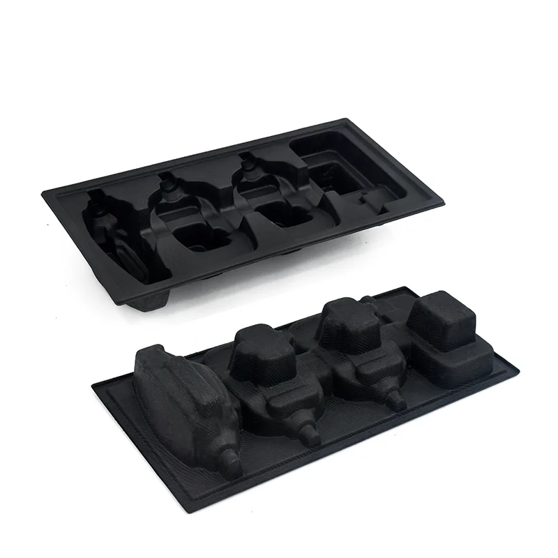 Custom Design Biodegradable Recycled Packing black Molded Pulp Kraft Packaging Paper Pulp Tray for electronics